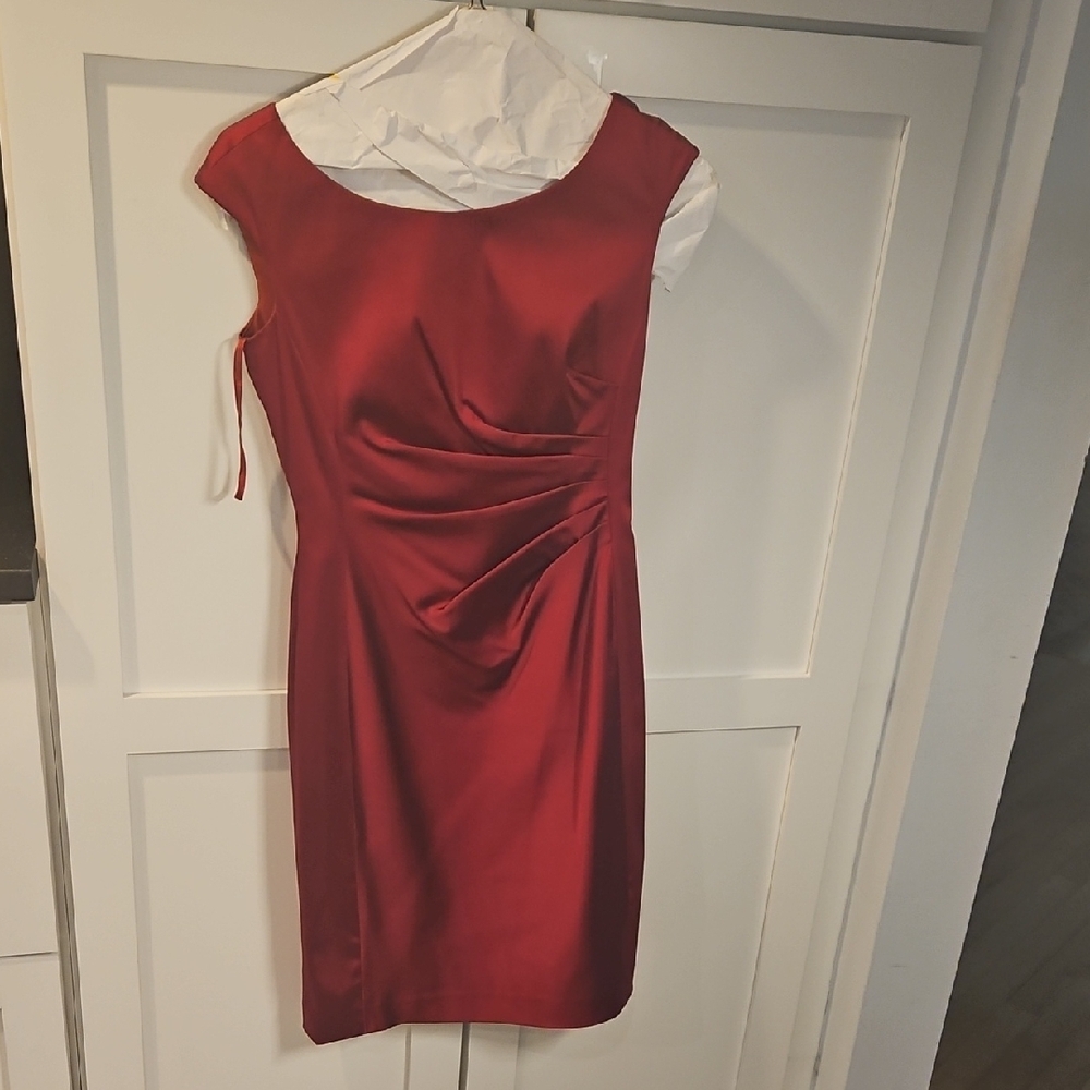 Lauren Ralph Lauren Red Ruched Sheath Mini Dress